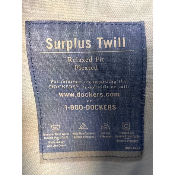 Dockers Khaki Mens Gray Pleated Dress Pants 38W x 31L Cotton Blend Classic Fit - Picture 13 of 14